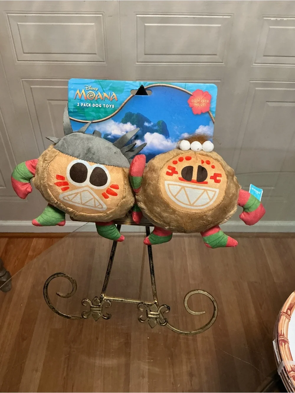 Brand  Set Of 2  Disney Dog Toy, Moana Kakamora Coconut  Clinker & Squeaker 7”